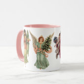 4種類のビクトリアン天使、ヴィンテージクリスマス マグカップ (正面左)
