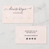 4穴イヤリングピンクリネンのスクリプトディスプレイ 名刺 (正面/裏面)