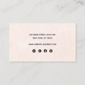 4穴イヤリングピンクリネンのスクリプトディスプレイ 名刺 (裏面)