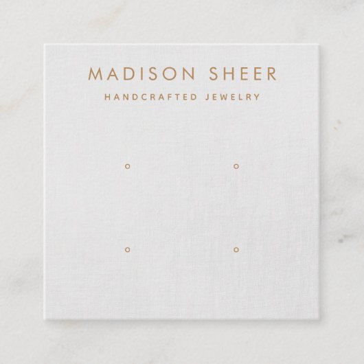 4穴、2ペアのライトグレー、イヤリングディスプレイカード スクエア名刺 (正面)
