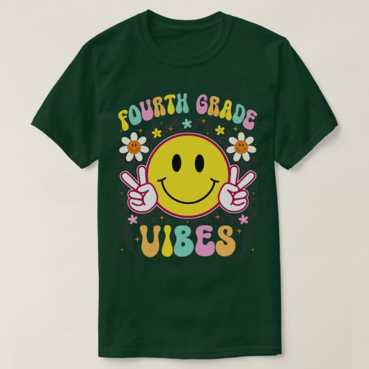 4等級生物レトロスマイル顔新学期Te Tシャツ (デザイン正面)