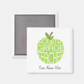 4級先生マグネット – グリーンアップル マグネット (正面/裏面)