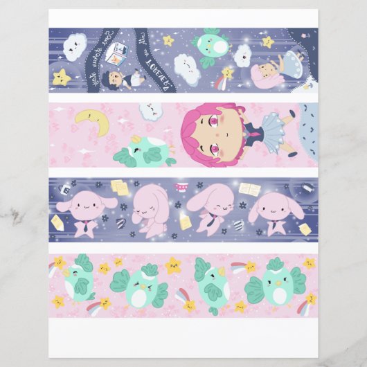 4編集可能かわいいブルー&ピンクのブックマーク (裏面)