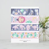 4編集可能かわいいブルー&ピンクのブックマーク (スタンド正面)