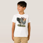 4羽のゲームファウル雌鶏 Tシャツ (正面フル)