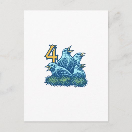 4羽のコリーの鳥 ポストカード (正面)