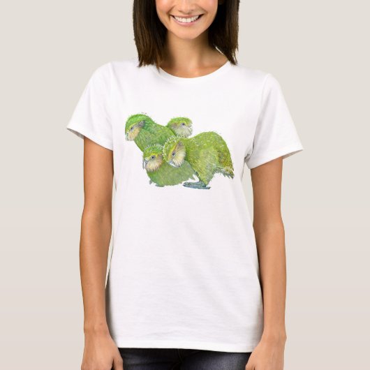 4羽のフクロウオウムのひな鳥 Tシャツ (正面)
