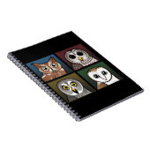 4羽の色のフクロウ(暗い) ノートブック (右側)