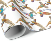 4羽の野生のキジの包装紙 ラッピングペーパー (ロールコーナー)