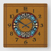 4羽の鳥はモザイクに投石します スクエア壁時計 (正面)