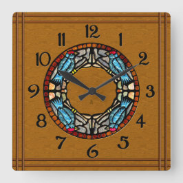 4羽の鳥はモザイクに投石します スクエア壁時計