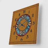 4羽の鳥はモザイクに投石します スクエア壁時計 (傾斜)