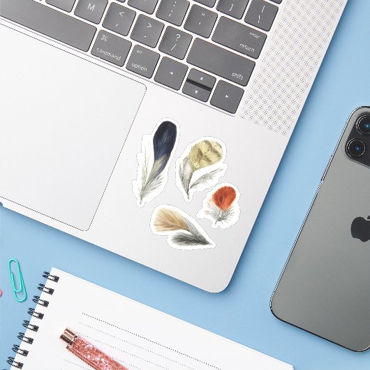 4羽の鳥 シール (ノートパソコンとiPhone)