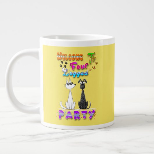 4脚パーティーへようこそ ジャンボコーヒーマグカップ (左)