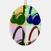 4色のアーポップ・アートのトヘッドフォン セラミックオーナメント (右)
