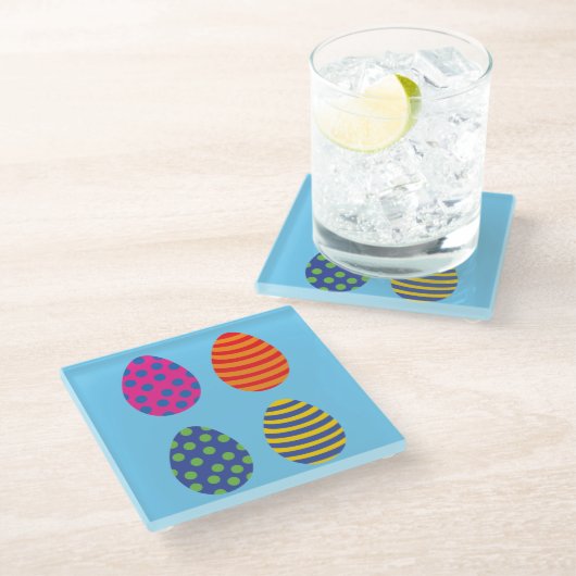 4色のイースターエッグ ガラスコースター (アングル)