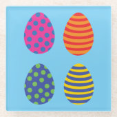 4色のイースターエッグ ガラスコースター (正面)