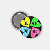 4色のハート マグネット (正面/裏面)