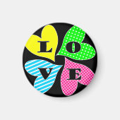 4色のハート マグネット (正面)