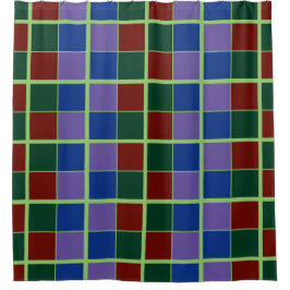 4色のファンダム市松模様に シャワーカーテン