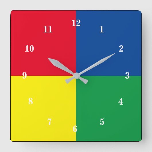 4色の壁時計 – 色を選択 スクエア壁時計 (正面)