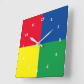 4色の壁時計 – 色を選択 スクエア壁時計 (傾斜)