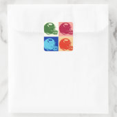 4色アートサッカーポップ・アートのヘルメットシール スクエアシール (バッグ)