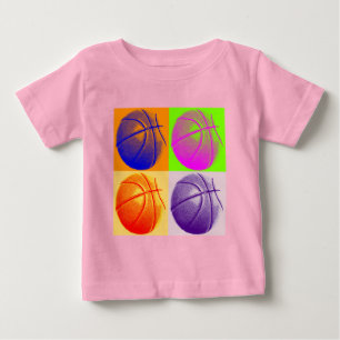 4色アートバスケッポップ・アートのトボール ベビーTシャツ