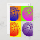 4色アートバスケッポップ・アートのトボール ポストカード (正面/裏面)