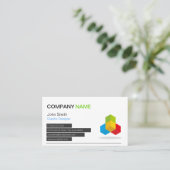 4色グリーンブルーイエローレッド – キューブモダンロゴ 名刺 (スタンド正面)