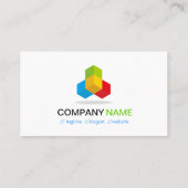 4色グリーンブルーイエローレッド – キューブモダンロゴ 名刺 (裏面)