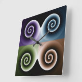 4色スパイラルアート スクエア壁時計 (傾斜)