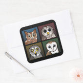 4色フクロウ（暗） スクエアシール (封筒)