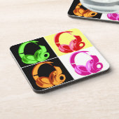 4色ヘッドフォンポップ・アートのアートヘッドフォン コースター (左側)