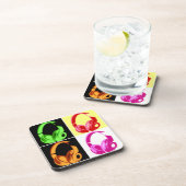 4色ヘッドフォンポップ・アートのアートヘッドフォン コースター (右側)