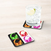 4色ヘッドフォンポップ・アートのアートヘッドフォン コースター (右側)