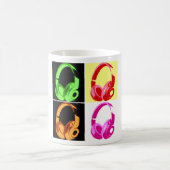 4色ヘッドフォンポップ・アートのアートヘッドフォン コーヒーマグカップ (中央)