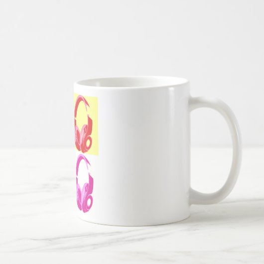 4色ヘッドフォンポップ・アートのアートヘッドフォン コーヒーマグカップ (右)