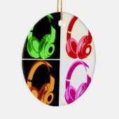 4色ヘッドフォンポップ・アートのアートヘッドフォン セラミックオーナメント (右)
