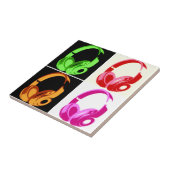 4色ヘッドフォンポップ・アートのアートヘッドフォン タイル (側面)