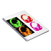 4色ヘッドフォンポップ・アートのアートヘッドフォン ノートブック (右側)