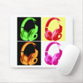 4色ヘッドフォンポップ・アートのアートヘッドフォン マウスパッド (マウス)