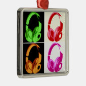 4色ヘッドフォンポップ・アートのアートヘッドフォン メタルオーナメント (右)