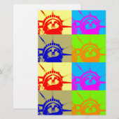 4色ポップアートの自由の女神 便箋 (正面/裏面)