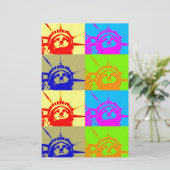 4色ポップアートの自由の女神 便箋 (スタンド正面)