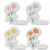 4色 ソフト カーネーション 水彩ステッカーセット シール (正面)