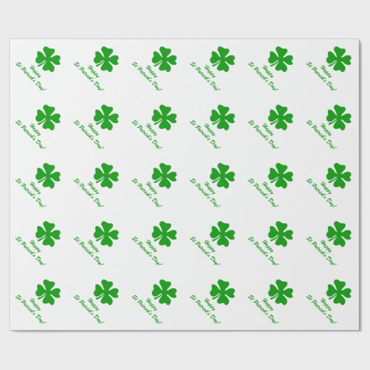 4葉のクローバー| St patricks dayの包装紙 ラッピングペーパー (フラット)