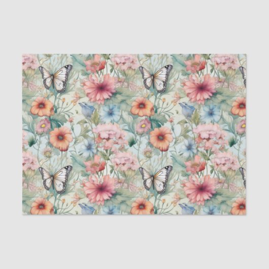4蝶の花のパターンのデコパージュ 薄葉紙 (正面)