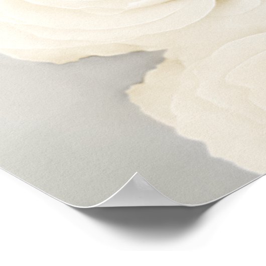 4表ホワイトローズエレガントな結婚式の座席表 ポスター (角)