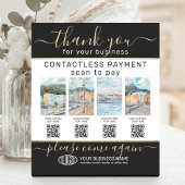 4製品イメージ、QRコード、ビジネスロゴのアップロード 台座サイン